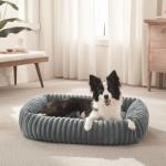 FURTIME Dog Beds Large Sized Dog, Washable Orthopedic Pet Bed with Removable Cover, Rectangle Soft Calming Sleeping Puppy Bed Durable Pet Cuddler with Anti-Slip Bottom, Grey, XL(42"x20"x8")