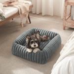 FURTIME Dog Beds Large Sized Dog, Washable Orthopedic Pet Bed with Removable Cover, Rectangle Soft Calming Sleeping Puppy Bed Durable Pet Cuddler with Anti-Slip Bottom, Grey, XL(42"x20"x8")