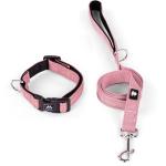 IVY&LANE Reflective Dog Collar and Leash Set,Adjustable Neoprene Padded Dog Collars for Puppy, Breathable Nylon Pet Collar for Small Medium Large Dogs (Medium,Pink)