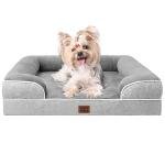 EHEYCIGA Orthopedic Dog Bed for Small Dogs, Waterproof Memory Foam Small Pet Beds with Sides, Non-Slip Bottom and Egg-Crate Foam Medium Dog Couch Bed with Washable Removable Cover, Grey