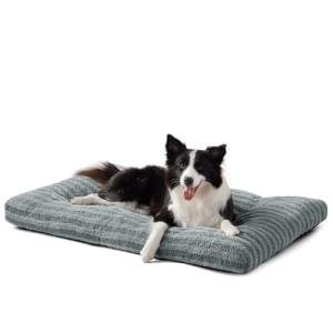 FURTIME Washable Dog Bed Large Sized Dogs, Deluxe Dog Crate Beds Comfy Fluffy Kennel Pad Anti-Slip Pet Sleeping Mat, Machine Washable Dogs Pillow, 35"x23"x3.5", Gray