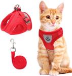 Cat & Dog Vest Harness - All Weather Mesh, Reflective Strap, Step-in Adjustable for Small Cats & Dogs (Red, XS)