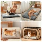 FURTIME Washable Dog Bed Large Sized Dogs, Deluxe Dog Crate Beds Comfy Fluffy Kennel Pad Anti-Slip Pet Sleeping Mat, Machine Washable Dogs Pillow, 35"x23"x3.5", Gray