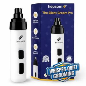 Heusom Silent Groom Pro Pet Nail Grinder | Whisper Quiet Claw Trimmer for Dogs, Cats and Other Animals | Safe & Stress Free Nail Grooming, Ideal for Sensitive Dogs of All Breeds & Sizes