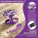 SuperBuddy Upgraded Soft Mesh Dog Harness, Super Breathable Lightweight Pet Harnesses for Puppy Dogs Outdoor Walking, Purple Dog Harness and Dog Leash Set Packing -Small