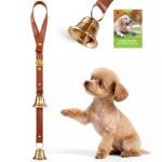 FOLKSMATE Leather Dog Door Bells for Potty Training, Big Brass Puppy Dog Door Bells Extra Loud for Dogs Training, Housebreaking, Door Knob, Dog Bell to Ring to Go Outside Puppy Pet Supplies Leather