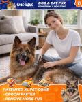Extra Large 2-Sided Undercoat Rake for Dogs & Cats, Dog Brush for Shedding Remove Mats, Dematting Comb, Safe&Gentle Grooming Brush for German Shepherds Medium to Long-Haired Pets,Premium Wooden Handle