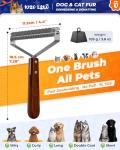 Extra Large 2-Sided Undercoat Rake for Dogs & Cats, Dog Brush for Shedding Remove Mats, Dematting Comb, Safe&Gentle Grooming Brush for German Shepherds Medium to Long-Haired Pets,Premium Wooden Handle