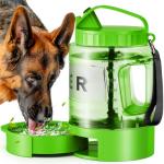Dog Water Bottle Portable Bowls - 77oz Large Travel Water Bowl Dispenser for Dogs, Pet Camping Beach Essentials Traveling Car Park Accessories, Leak Proof Pet Drinking Dispenser On The Go, Green
