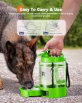 Dog Water Bottle Portable Bowls - 77oz Large Travel Water Bowl Dispenser for Dogs, Pet Camping Beach Essentials Traveling Car Park Accessories, Leak Proof Pet Drinking Dispenser On The Go, Green