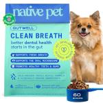 Native Pet GutWell Clean Breath - Dog Breath Freshener & Dog Dental Powder - Teeth Cleaning to Reduce Plaque & Tartar - Promotes Fresh Breath with Targeted Triple-biotic Dental Care Blend - 60 Scoops