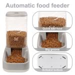 Elevon Automatic Cat Feeder, Gravity Food and Water Dispenser Bowl Set for Small Medium Dogs Animals, Pet Feeder Dispenser Storage Food, 3.8L Large Capacity, White & Gray