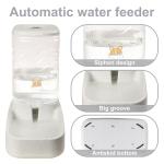 Elevon Automatic Cat Feeder, Gravity Food and Water Dispenser Bowl Set for Small Medium Dogs Animals, Pet Feeder Dispenser Storage Food, 3.8L Large Capacity, White & Gray