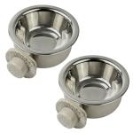 2Pcs Pets Lightweight Stainless Steel Bowl,Removable Stainless Steel Pet Hanging Food Water Feeder Bowl for Puppy Dog Cat Rabbit Ferret Bird Gunea Pigs (Small)