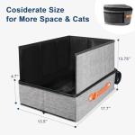 17.7''x 13.5''x 13.7" Travel Litter Box for Cats, Collapsible & Portable Cat Litter Box with Removable Shield & Leak-Proof Hard Bottom, Includes Travel Accessories, Ideal for Car, Hotel, Airplane