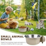 2Pcs Pets Lightweight Stainless Steel Bowl,Removable Stainless Steel Pet Hanging Food Water Feeder Bowl for Puppy Dog Cat Rabbit Ferret Bird Gunea Pigs (Small)