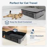 17.7''x 13.5''x 13.7" Travel Litter Box for Cats, Collapsible & Portable Cat Litter Box with Removable Shield & Leak-Proof Hard Bottom, Includes Travel Accessories, Ideal for Car, Hotel, Airplane