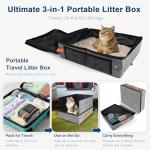 17.7''x 13.5''x 13.7" Travel Litter Box for Cats, Collapsible & Portable Cat Litter Box with Removable Shield & Leak-Proof Hard Bottom, Includes Travel Accessories, Ideal for Car, Hotel, Airplane