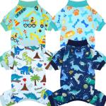 XPUDAC 4 Pack Dog Pajamas for Small Medium Sized Doggie Comfy Strechy Dog Pjs for Boy Puppy Clothes Cat Onesies Pet Outfits, L