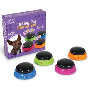 Hunger for Words Talking Buttons Starter Set - Recordable Buttons to Teach Your Dog to Communicate, Dog Training Games, Plastic, Multicolor