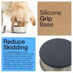 GORILLA GRIP Set of 2 Dog Bowls, Heavy Duty Metal Food and Water Bowl for Feeding Dogs and Cats, Dishwasher Safe, Rust Resistant Stainless Steel, BPA Free Rubber Base, Holds 2 Cups (16 fl oz), Gray