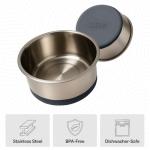 GORILLA GRIP Set of 2 Dog Bowls, Heavy Duty Metal Food and Water Bowl for Feeding Dogs and Cats, Dishwasher Safe, Rust Resistant Stainless Steel, BPA Free Rubber Base, Holds 2 Cups (16 fl oz), Gray
