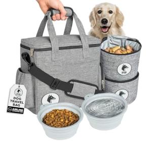 Airline-Approved Dog Travel Bag with Accessories - Grey
