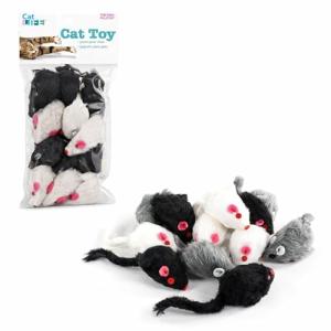 Fun Rattling Fur Mice Cat Toys - 12 Pack