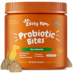 Zesty Paws Probiotics for Dogs, Digestive Enzymes Gut Flora, Digestive Health, Diarrhea & Bowel Support, DE111, Dog Probiotics Soft Chew for Pet Immune System, Chicken, 90 Ct