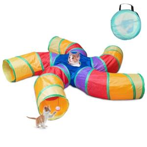 Interactive 5-Way Cat Tunnel with Play Ball