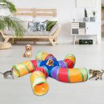Interactive 5-Way Cat Tunnel with Play Ball