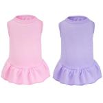 2 Pcs Dog Dresses Cat Skirt Solid Color Dog Clothes Summer Sleeveless Puppy Girl Clothes for Small Pet Dogs Cats (Pink,Light Purple, X-Small)