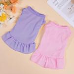 2 Pcs Dog Dresses Cat Skirt Solid Color Dog Clothes Summer Sleeveless Puppy Girl Clothes for Small Pet Dogs Cats (Pink,Light Purple, X-Small)