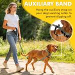 XiaZ 6FT Dog Leash with Comfortable Flat Collar and Soft Padded Handle,Nylon Reflective Double Handle No Pull Leash for Small Medium Large Dogs, Training Walking Running (Green)