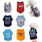 KATOLK 6 Pack Dog Clothes for Small Dogs Boy and Girl, Soft and Breathable Puppy Kitten Dog Shirts with Letters for Pet Cats, Winter Dogs' T-Shirts Apparel Sleeveless Vests for Chihuahua Yorkies