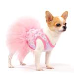 SIMCAPY Dog Dress, Fashion Puppy Tutu Princess Dresses for Small Dogs Girl, Sweet Skirt with Dog Bowknot Clips, Spring Dog Cat Clothes Pet Apparel (Pink Floral Dress, XXX-Small)