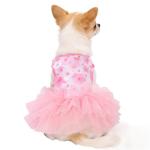 SIMCAPY Dog Dress, Fashion Puppy Tutu Princess Dresses for Small Dogs Girl, Sweet Skirt with Dog Bowknot Clips, Spring Dog Cat Clothes Pet Apparel (Pink Floral Dress, XXX-Small)