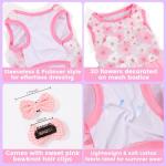 SIMCAPY Dog Dress, Fashion Puppy Tutu Princess Dresses for Small Dogs Girl, Sweet Skirt with Dog Bowknot Clips, Spring Dog Cat Clothes Pet Apparel (Pink Floral Dress, XXX-Small)