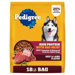 Pedigree High Protein Beef & Lamb Dog Kibble 18 lb