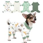 Glittme 4 Pack Dog Pajamas for Small Dogs Girl Boy, Soft Stretchy Puppy Onesies Jumpsuit, Breathable Pet Pjs Clothes for Sleeping & Anti-Shedding, Cute Doggy Apparel Vest