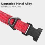 Joytale Reflective Dog Collar,Soft Neoprene Padded Breathable Nylon Pet Collar Adjustable for Medium Dogs,Red,M