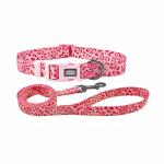 Olahibi Dog Collar Leash Set, Leopard Pattern, Polyester Material, Adjustable Collar and 5ft Matching Leash, for Puppy Dogs.(XS, Pink Leopard)