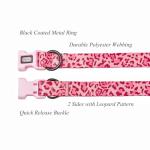 Olahibi Dog Collar Leash Set, Leopard Pattern, Polyester Material, Adjustable Collar and 5ft Matching Leash, for Puppy Dogs.(XS, Pink Leopard)