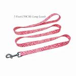 Olahibi Dog Collar Leash Set, Leopard Pattern, Polyester Material, Adjustable Collar and 5ft Matching Leash, for Puppy Dogs.(XS, Pink Leopard)