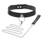 Faux Leather Dog Collar and Leash Set, Strong Detachable Leash Chain with Collar Unique Play Gift for Medium & Large Pet