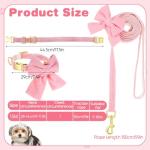 WJIAAA Dog Collar and Leash Set with Bowtie, Pink Cute Girl Dog Collars Bow Metal Buckle Adjustable Corduroy Dogs Collar 10‘’-16‘’for Small Medium Puppy Dogs with 5 FT Leash Pink S