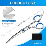Dog Grooming Scissors Curved Shears Set Rounded Trimming Scissors for Professional Pet Dogs Cats Doodles Face Paws Matted Hair Removal at Home Use Supplies Station for Carding Tools and Trimmer