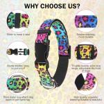 DILLYBUD Dog Collar and Leash Set for Small Dogs, Adjustable Soft Puppy Collar with Quick Release Buckle, 5FT Heavy Duty Nylon Matching Leash for Boy Girl Chihuahua, Yorki, Bulldog, Leopard XS