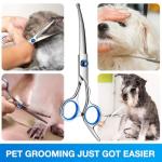 Dog Grooming Scissors Curved Shears Set Rounded Trimming Scissors for Professional Pet Dogs Cats Doodles Face Paws Matted Hair Removal at Home Use Supplies Station for Carding Tools and Trimmer