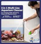 Luigi's Fish Tank Cleaner - Turtle Tank Accessories - Gravel Vacuum for Aquarium - Hand Siphon Hose to Remove and Change Water or Sand in Minutes - Aquarium Cleaning Tools